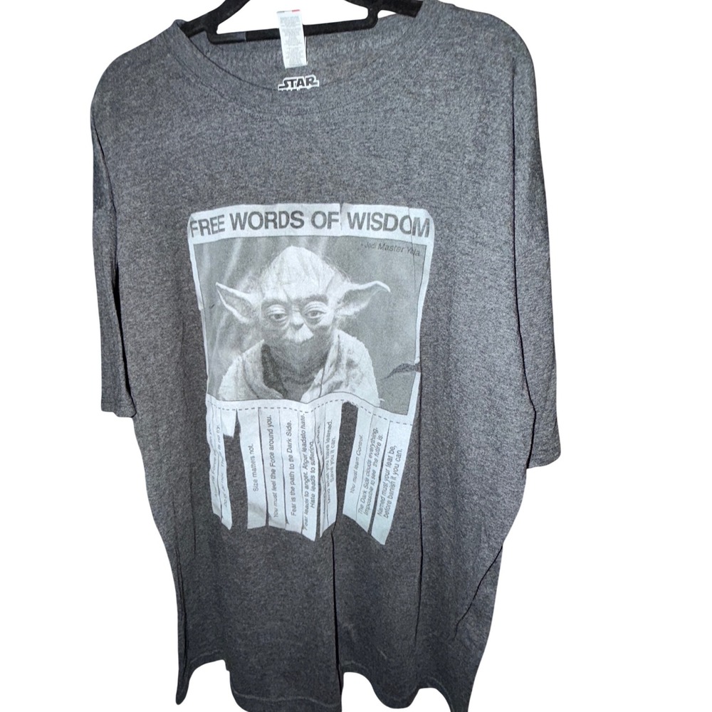 Star Wars‎ Yoda Graphic Tee Mens XL Grey Excellent Free Words of Wisdom T-Shirt